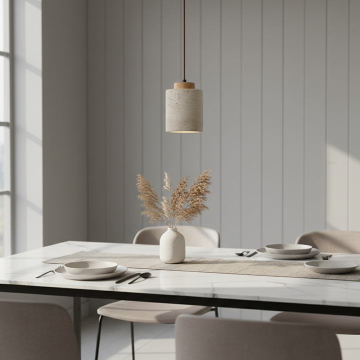 Indoor ceiling lamp: Stylish cord pendant with natural travertine for modern homes.