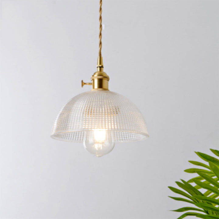 Clear glass pendant light with industrial black hardware, perfect modern hanging lamp.
