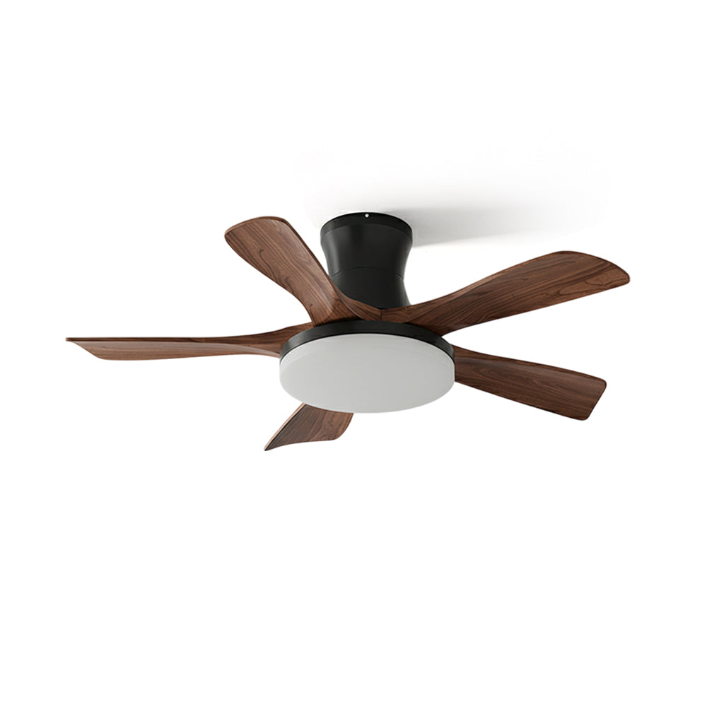 Modern integrated LED ceiling fan with remote control, perfect for living room.