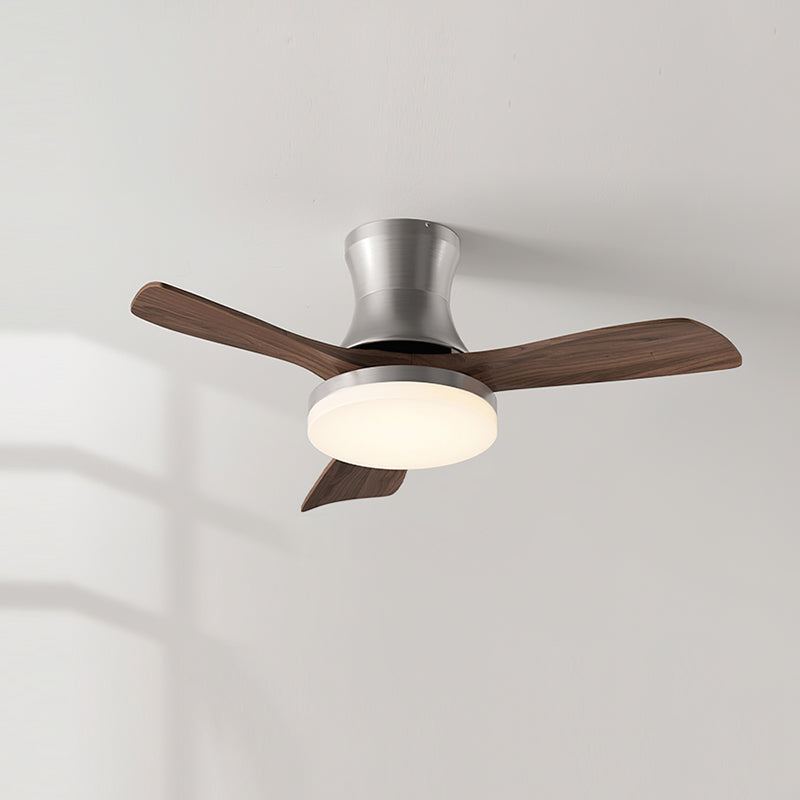 Contemporary integrated LED ceiling fan, quiet operation, remote.