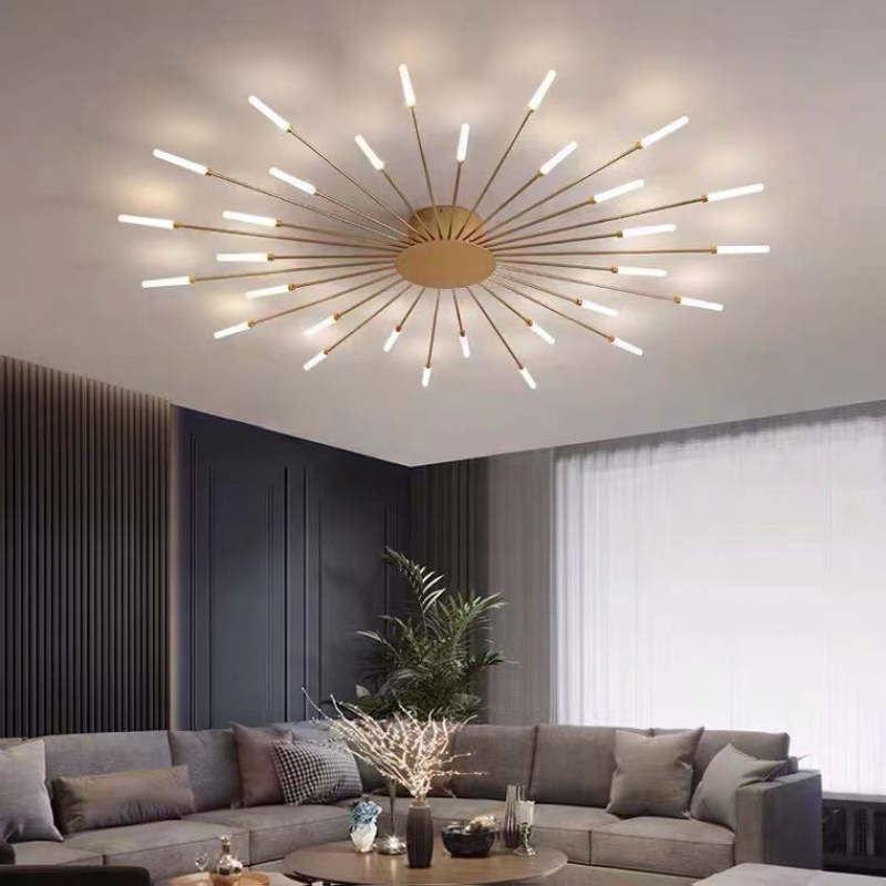 Contemporary LED fireworks ceiling lamp, black, a brilliant addition to home decor.