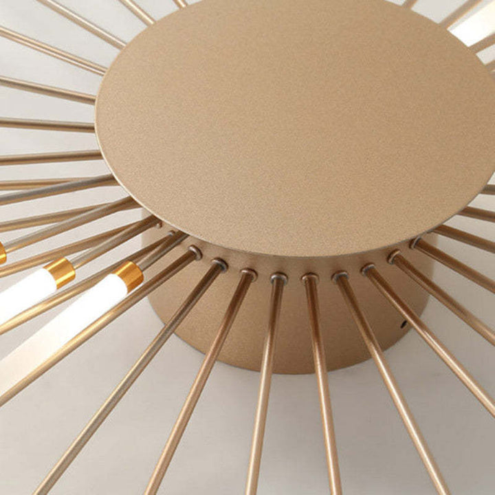 Elegant gold LED chandelier with fireworks design, perfect for dining rooms.