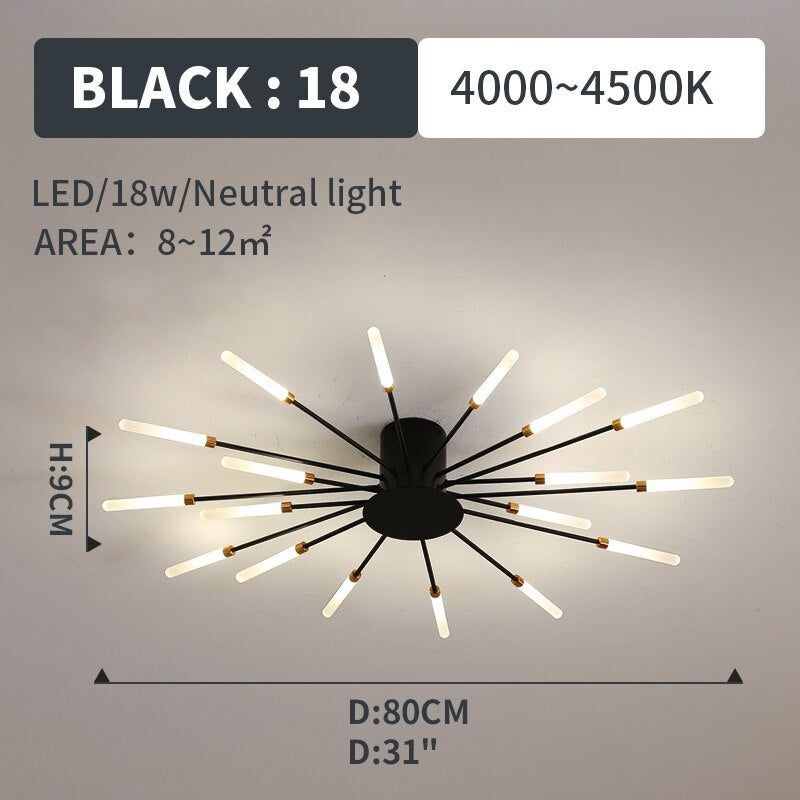 Contemporary LED flush ceiling light, black finish, elegant spiral for living room.