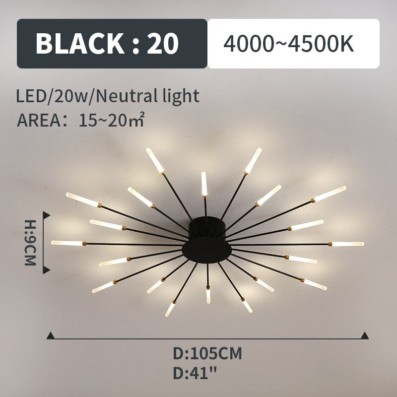 Modern LED living room light, gold spiral, flush mount, energy-efficient design.