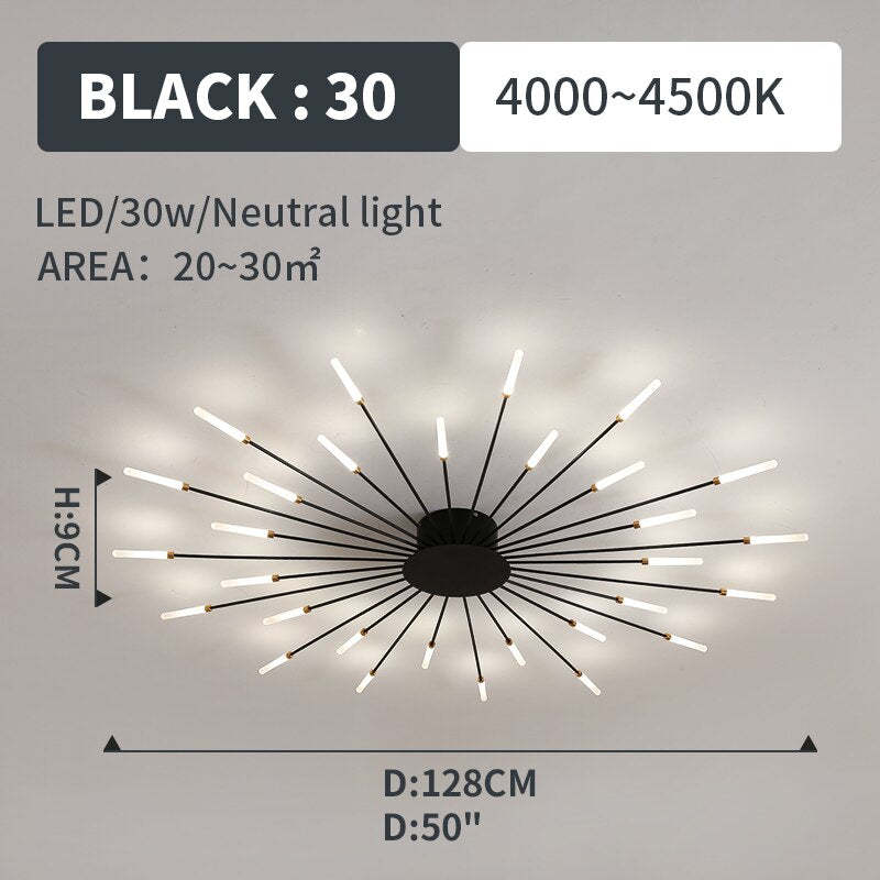 Elegant modern LED ceiling fixture, spiral design, perfect for living room decor.