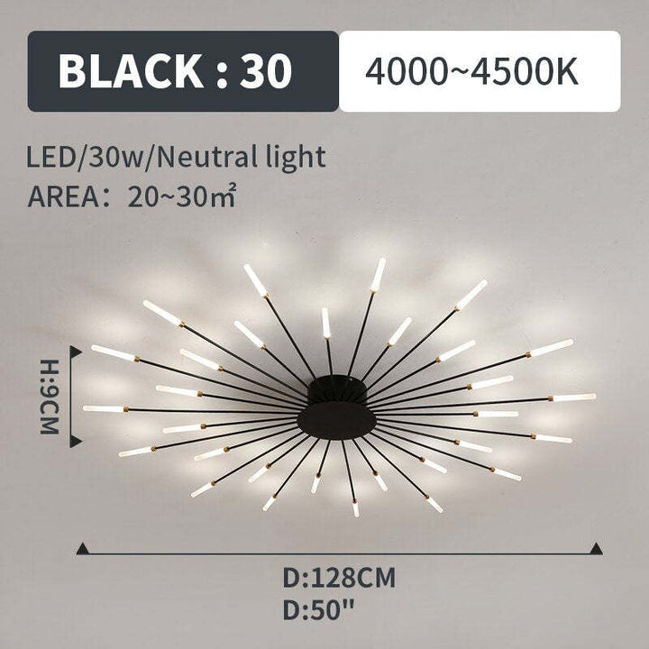 Elegant modern LED ceiling fixture, spiral design, perfect for living room decor.