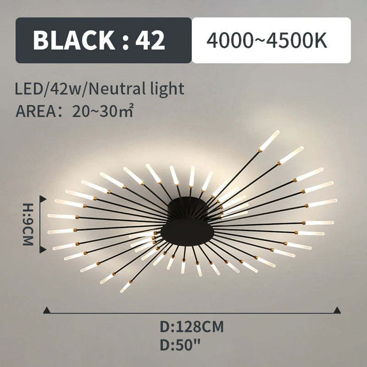Gold LED flush ceiling light, modern spiral, provides bright and even illumination.