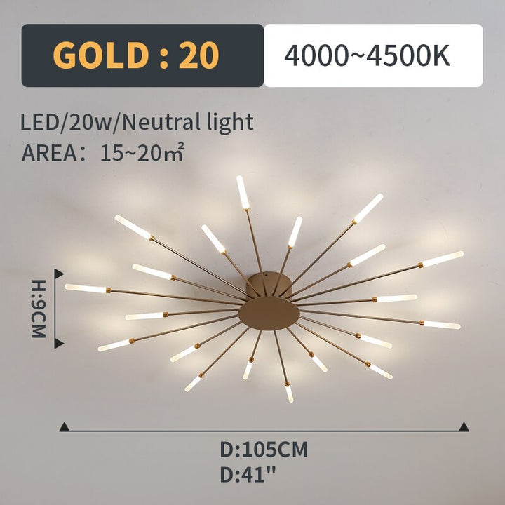 Modern gold spiral LED flush light, excellent for living room or kitchen lighting.
