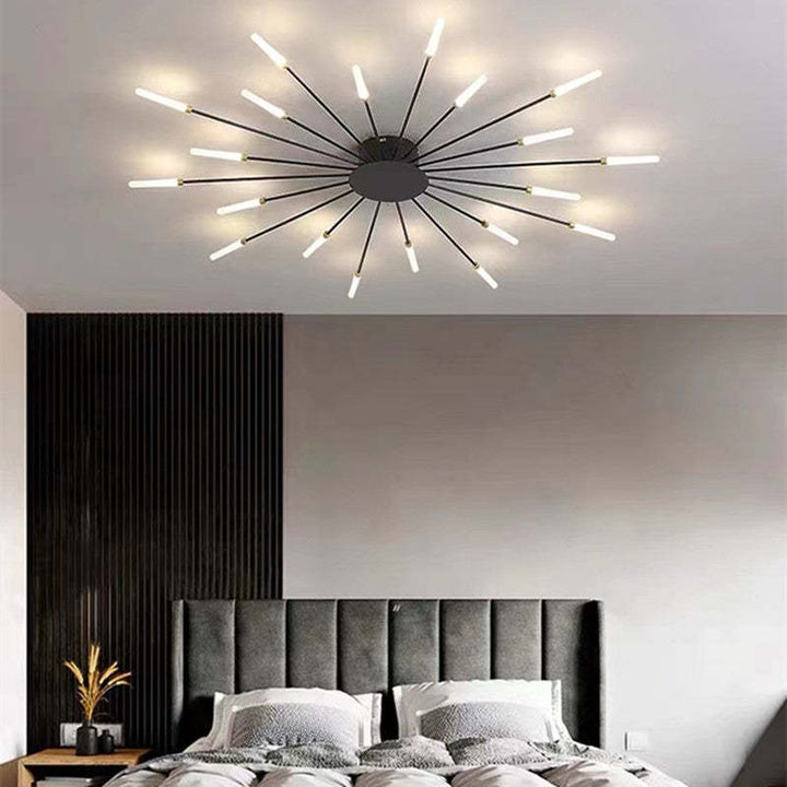 Dimmable LED spiral ceiling light, contemporary gold finish, for stylish living.