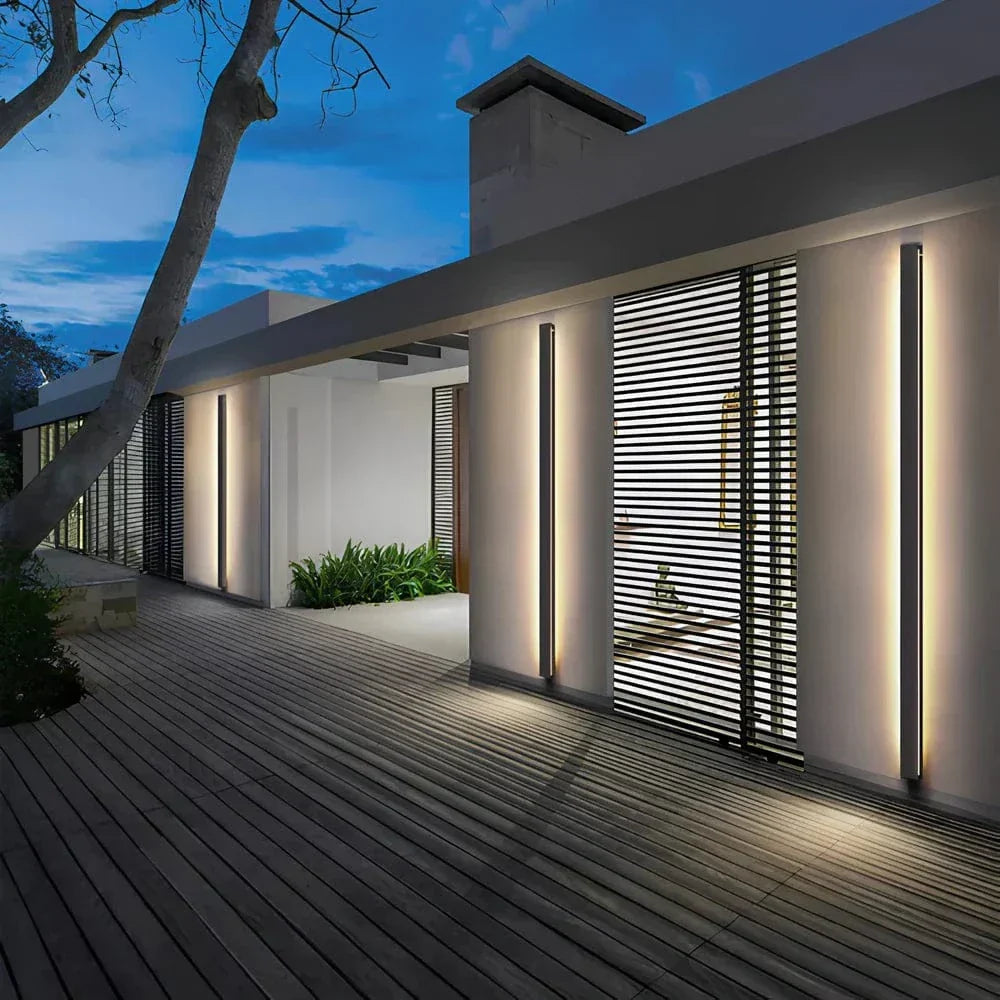 Contemporary backlit LED wall light, durable, perfect for outdoor architectural accents.