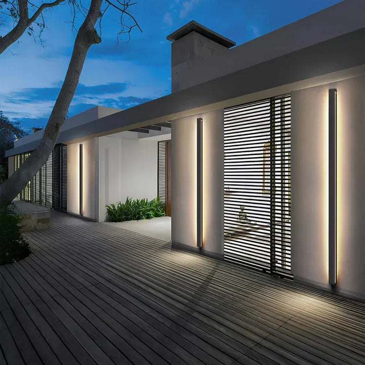 Contemporary backlit LED wall light, durable, perfect for outdoor architectural accents.