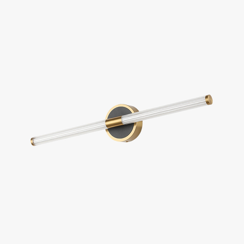 Modern LED vanity wall light, sleek acrylic & metal design for bathroom or mirror.