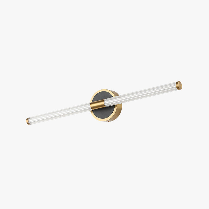 Modern LED vanity wall light, sleek acrylic & metal design for bathroom or mirror.