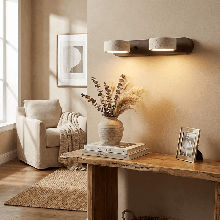 Contemporary wall sconce with LED lighting, energy-efficient choice.
