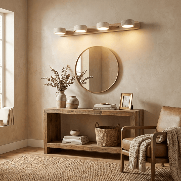 Stylish wall mounted LED light for contemporary bathroom decor.