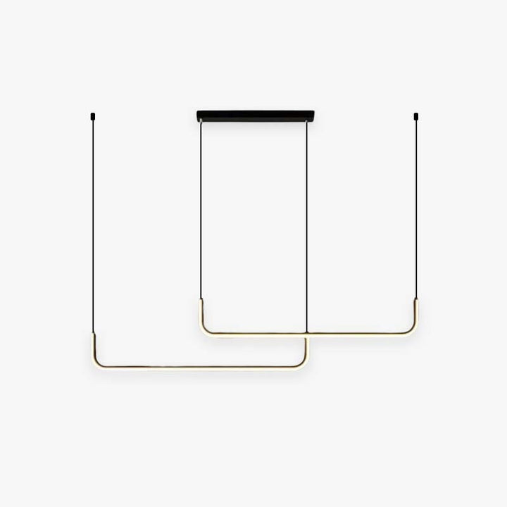 Modern linear LED pendant light, perfect for dining room illumination & contemporary decor.