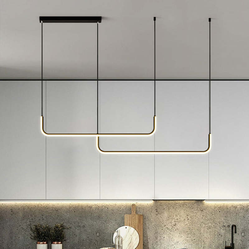 Linear LED ceiling lamp, perfect for modern dining, living rooms, or over kitchen islands.