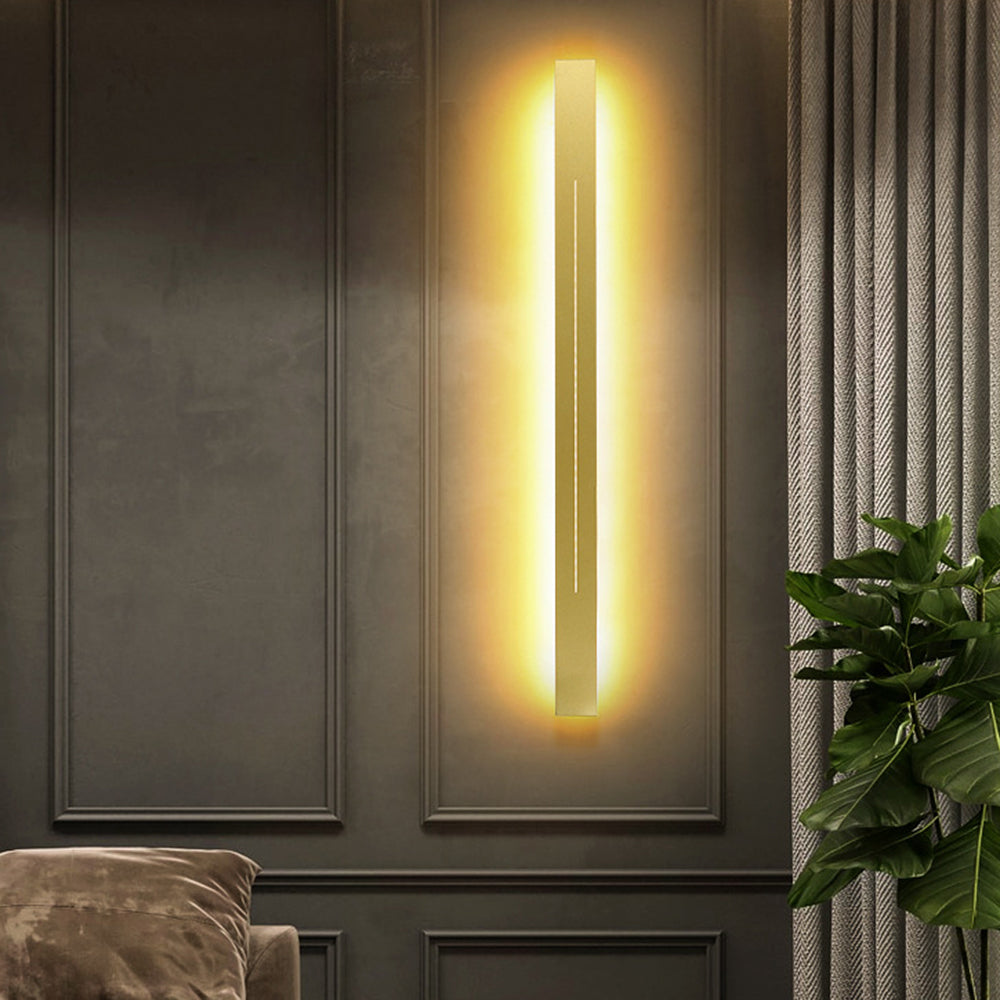 Linear LED wall light, acrylic & metal, dimmable, contemporary home illumination.
