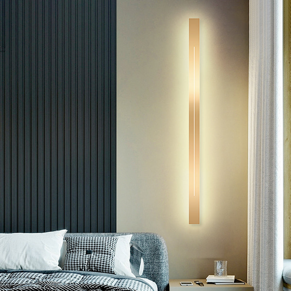 Indoor contemporary LED wall lamp, dimmable for varied ambient lighting.