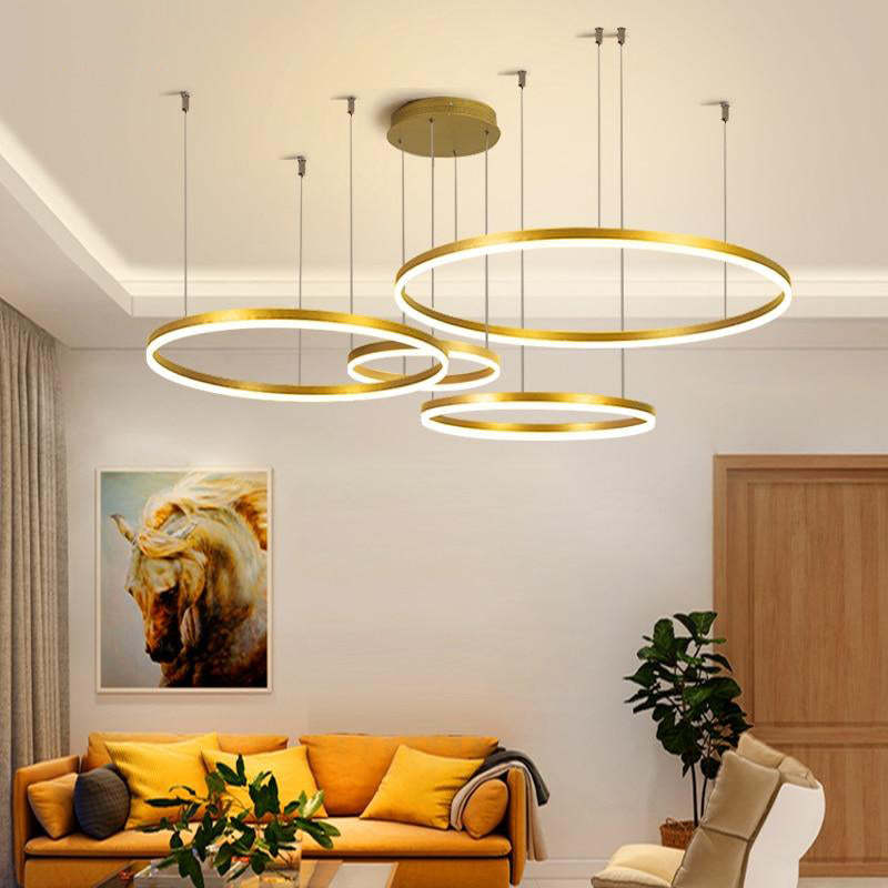 Lorenna modern LED ring pendant, an artistic ceiling fixture for home decor.