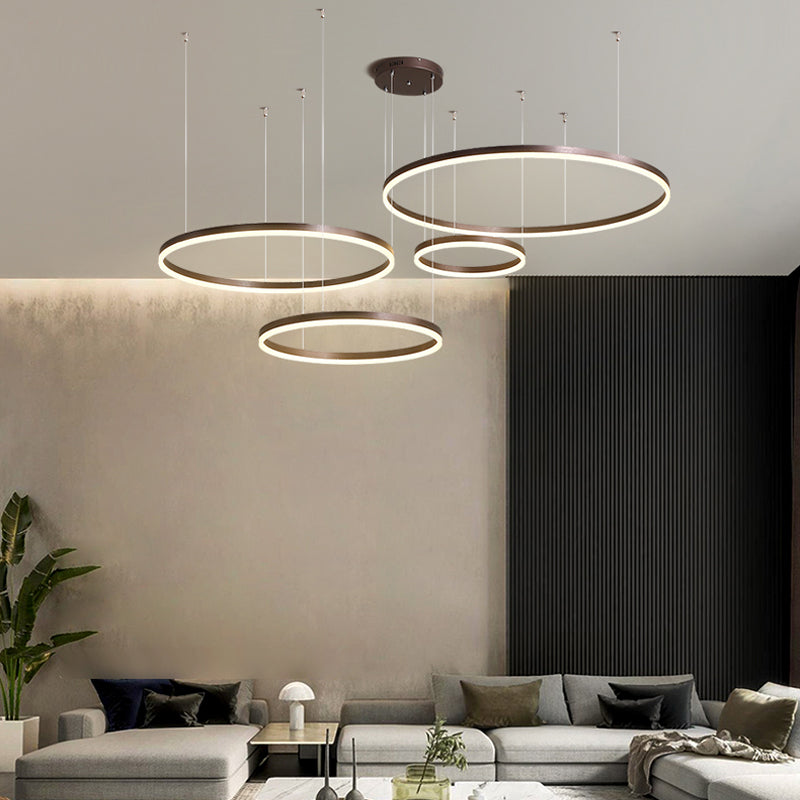Overhead view of Lorenna LED ring pendant, showcasing its minimalist design.