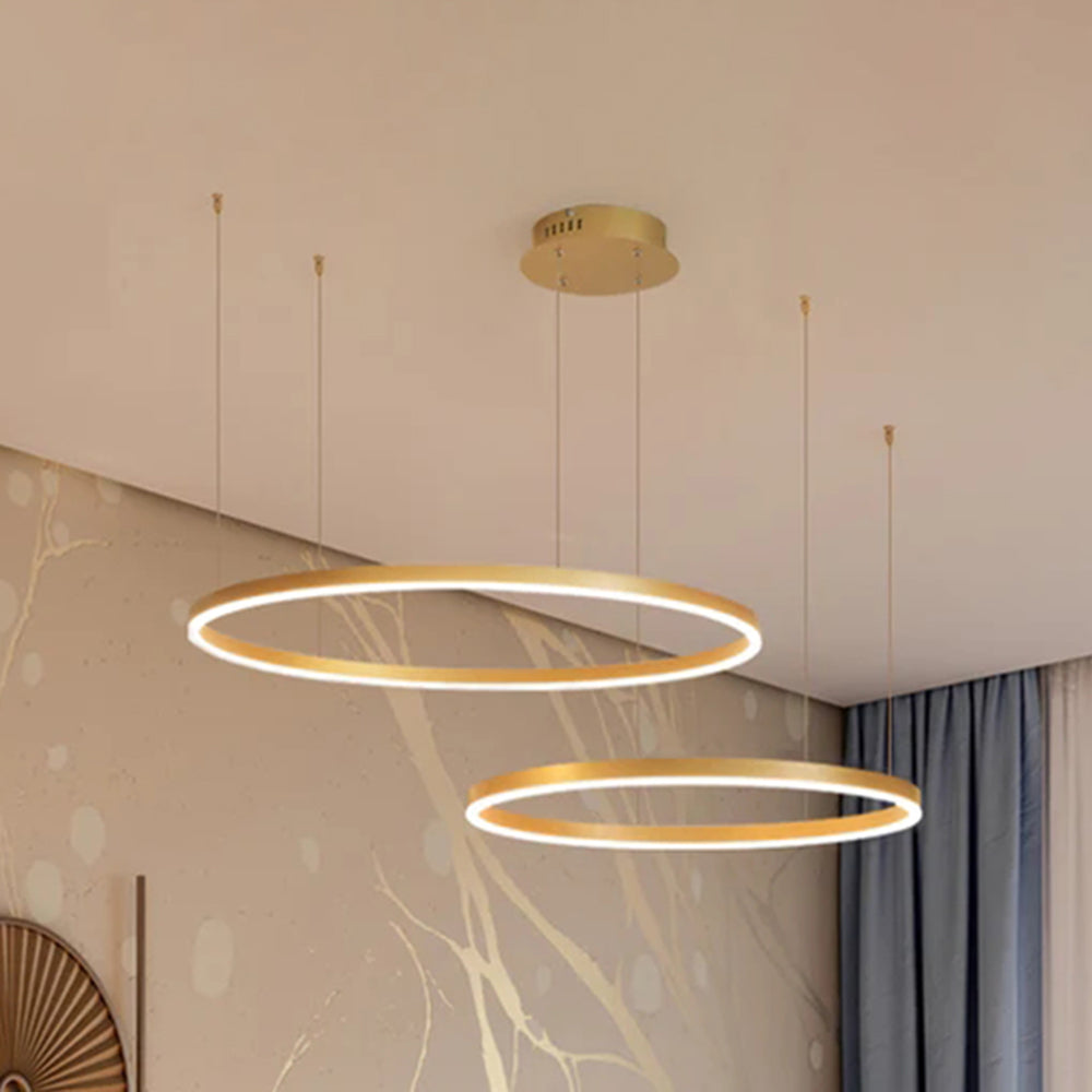 Adjustable Lorenna LED ring pendant, providing focused contemporary lighting.