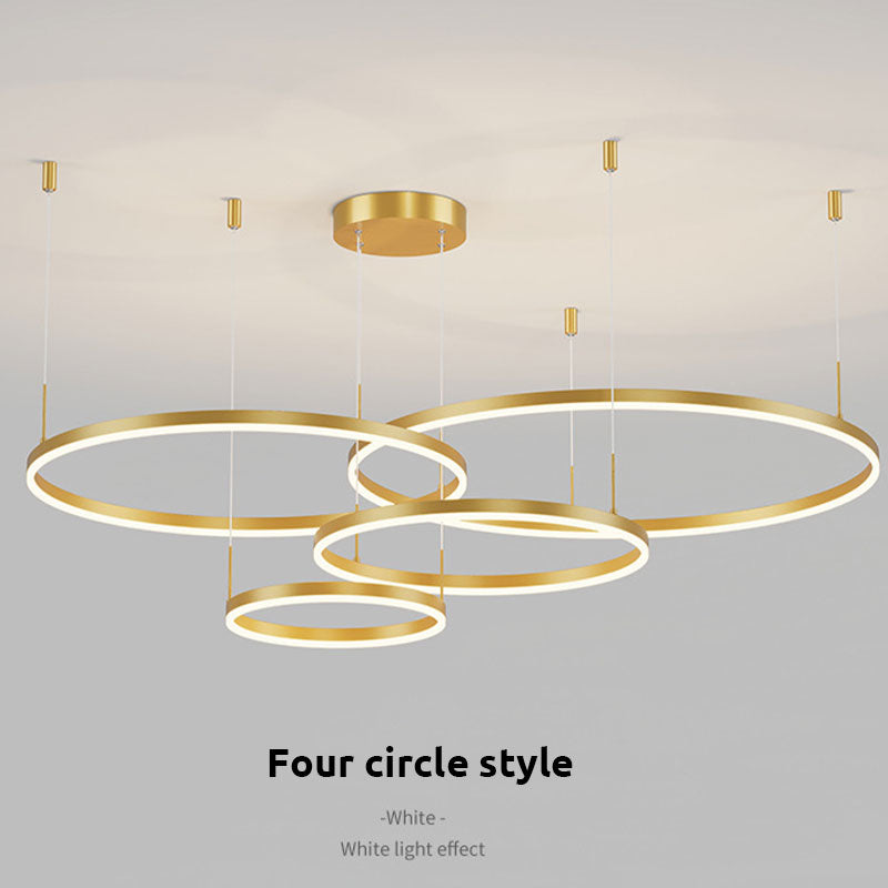 Large Lorenna LED ring pendant light, stunning contemporary dining room decor.