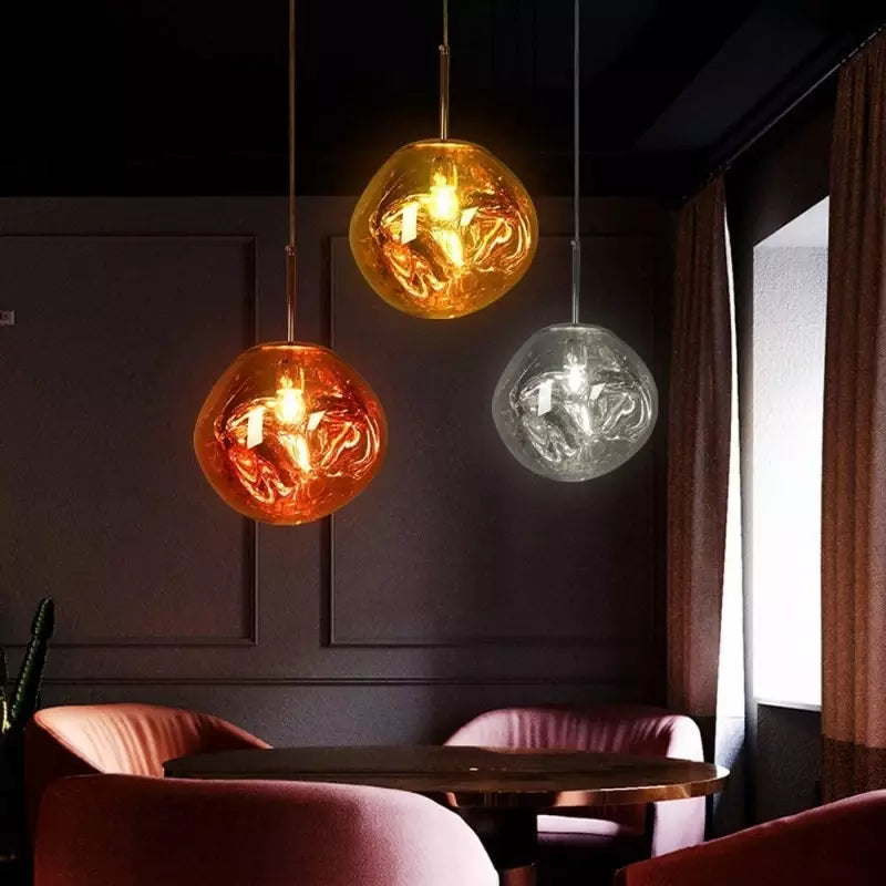 Decorative Melt lamp, a stunning modern hanging light for living rooms and entryways.
