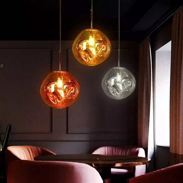 Decorative Melt lamp, a stunning modern hanging light for living rooms and entryways.