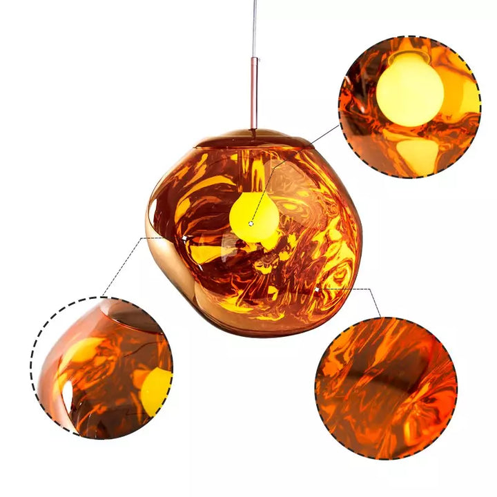 Modern Melt hanging fixture, a statement artistic lamp ideal for a stylish dining room.