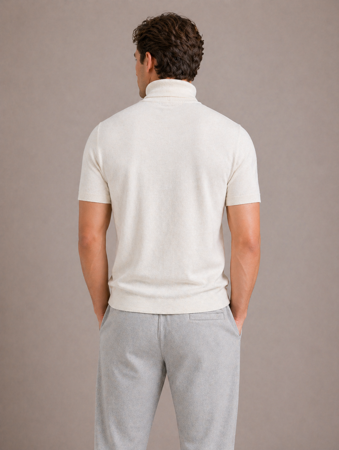 Stylish men's turtleneck t-shirt, perfect for smart casual layering. Modern fit, short sleeve comfort.