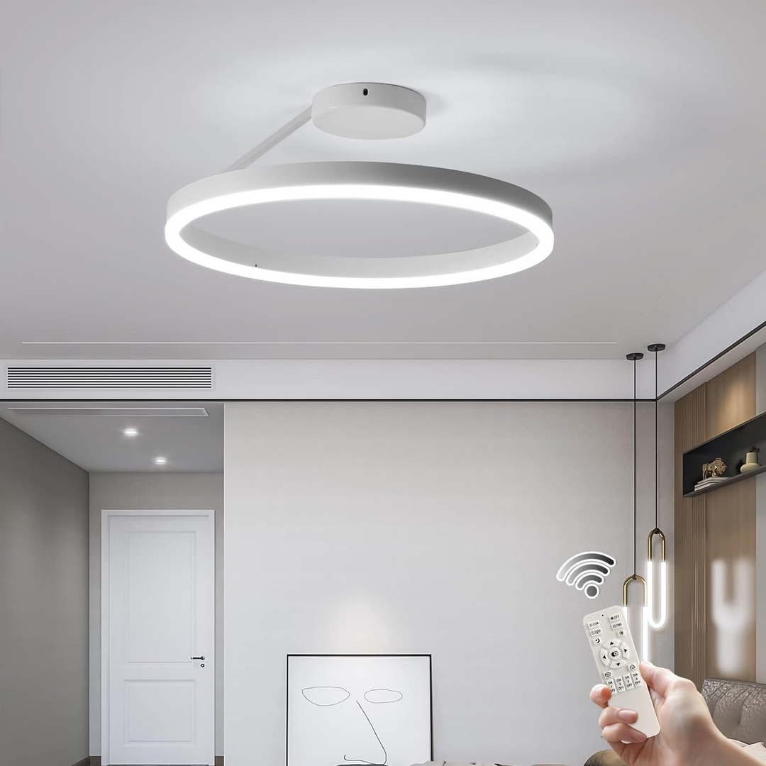 Flush mount LED ceiling lamp, ideal for contemporary kitchen or dining areas.