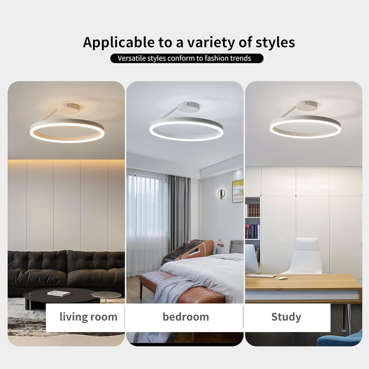 Geometric LED ceiling light, modern and minimalist for various home rooms.