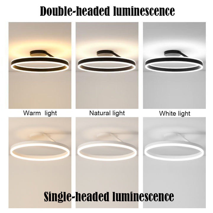 Modern LED ceiling light, ideal for low ceilings in a minimalist home setting.