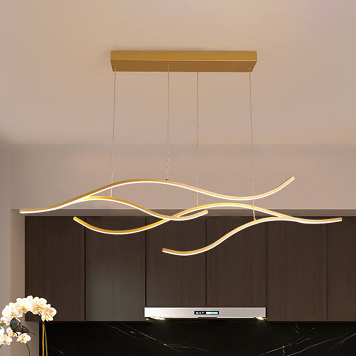 Adjustable LED pendant light, dimmable, perfect modern lighting solution for dining rooms & kitchen islands.