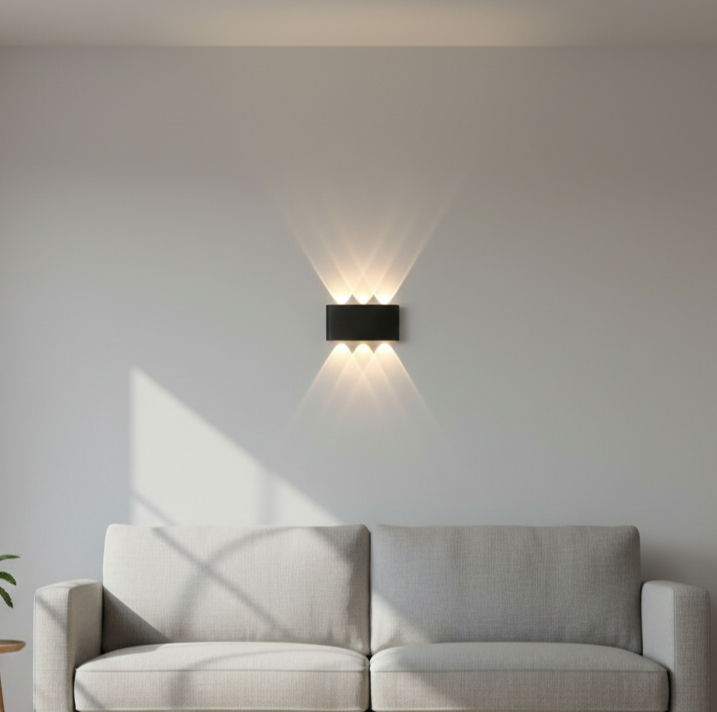 Accent lighting LED wall light, enhancing the ambiance of living rooms.