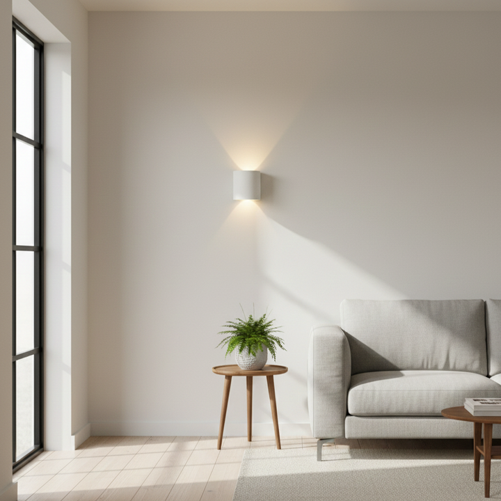 Minimalist integrated LED wall sconce, a durable and stylish indoor lighting fixture.