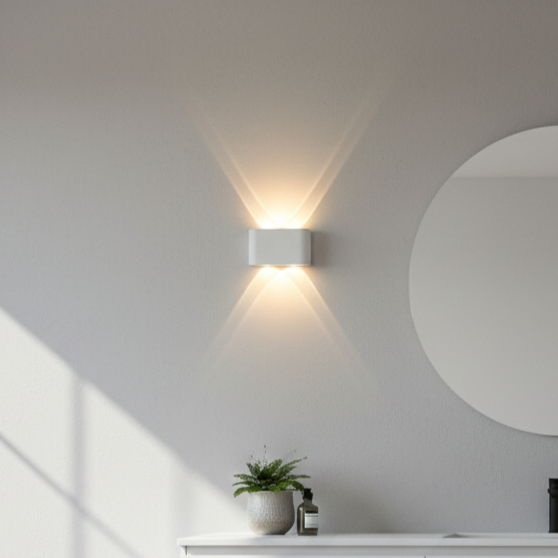 Integrated LED wall sconce, a contemporary home decor piece for bedrooms.