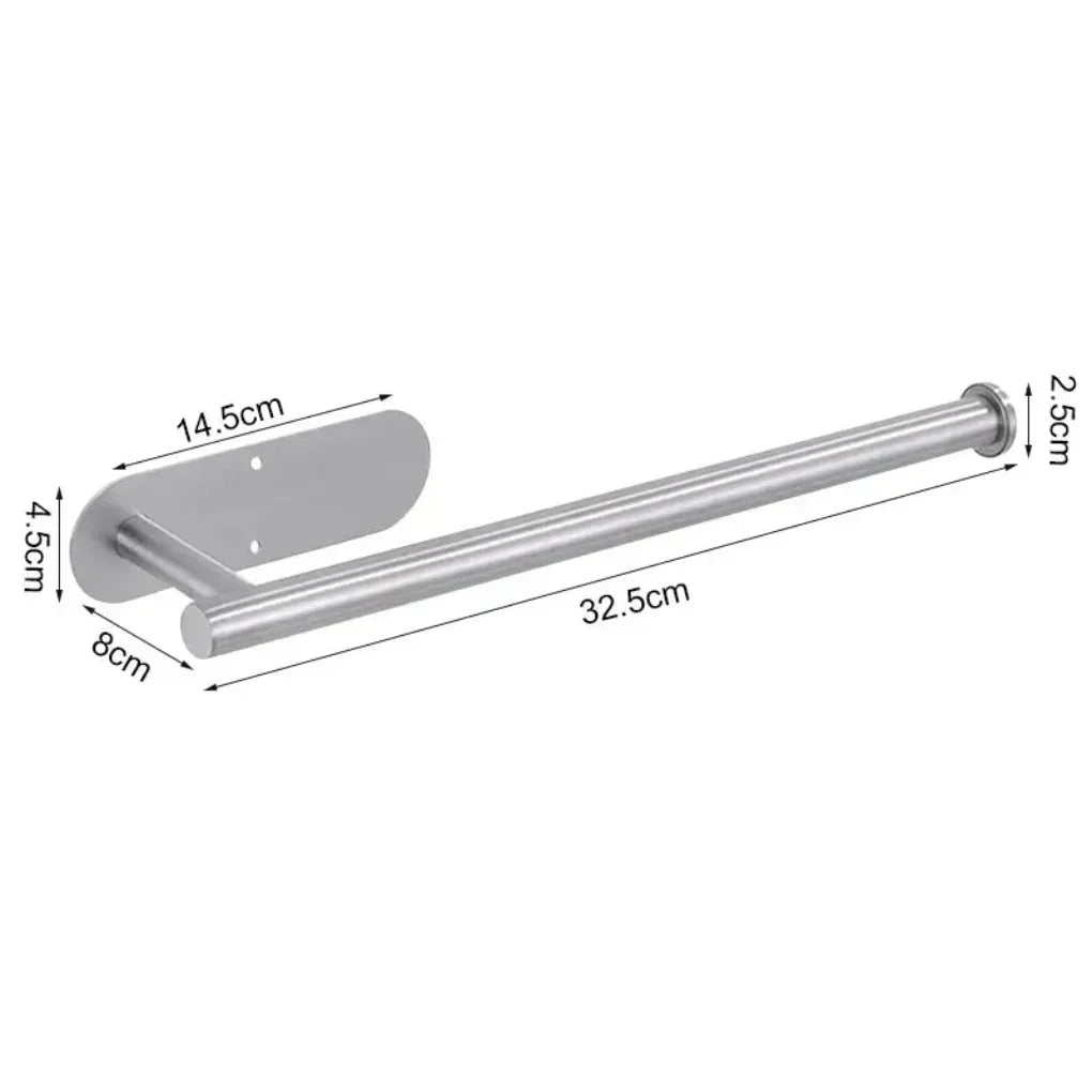 Modern no-drill adhesive toilet paper holder. Wall-mounted kitchen roll organizer for modern bathrooms & kitchens.
