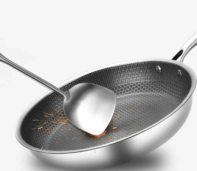 Durable induction-ready non-stick frying pan. Stainless steel cookware for easy cleaning & everyday cooking.