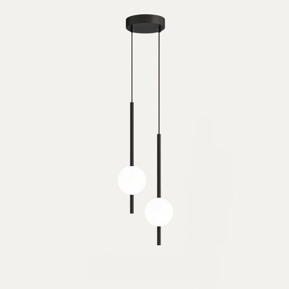 Black Nordic LED pendant light, sleek design, contemporary ceiling lamp for modern bedrooms.
