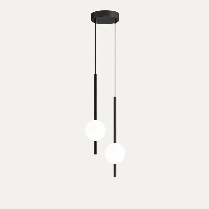 Black Nordic LED pendant light, sleek design, contemporary ceiling lamp for modern bedrooms.