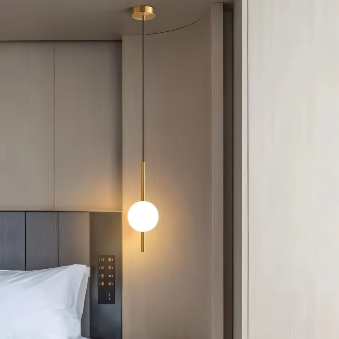 Minimalist LED ceiling light, brass finish, modern Nordic style illumination for any room.