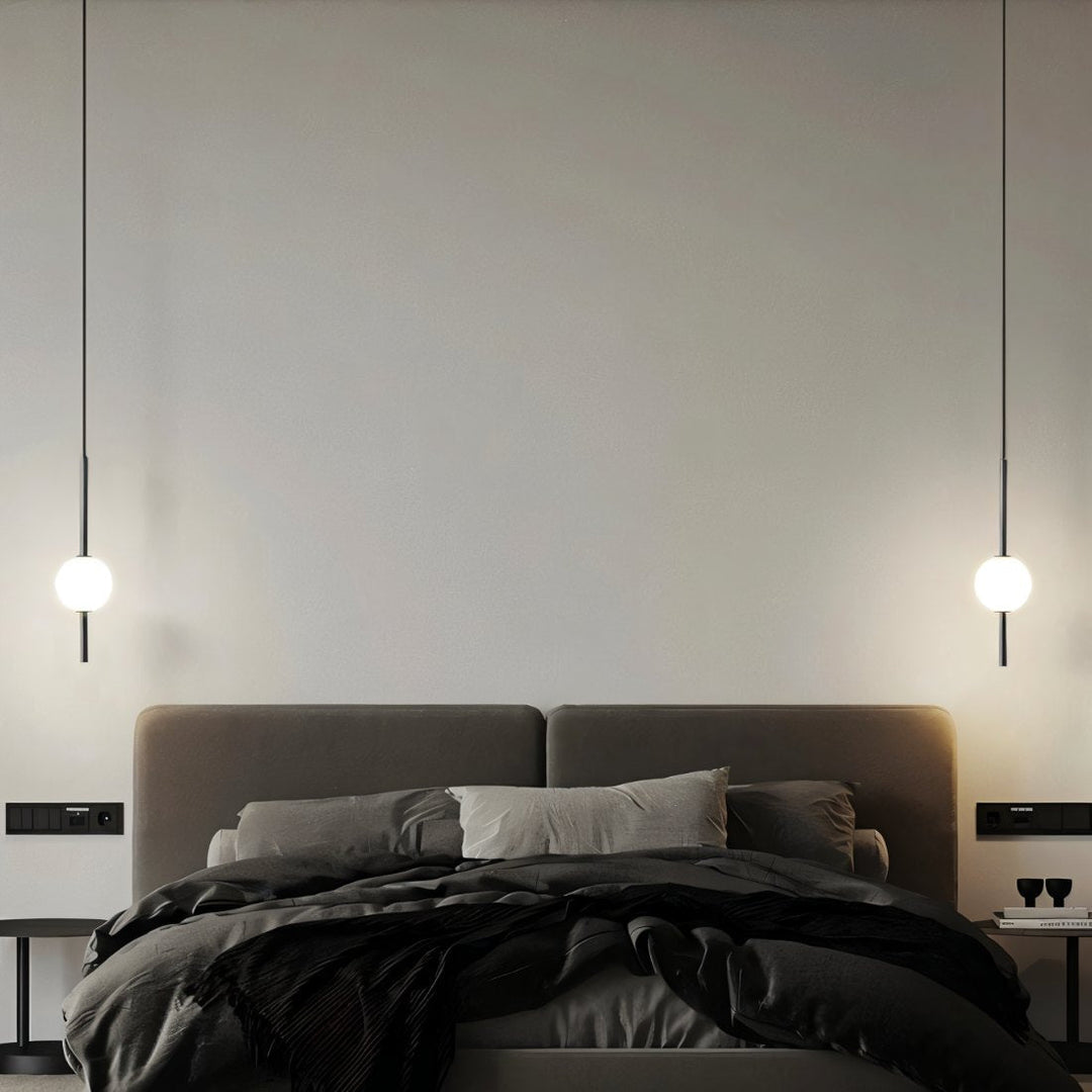 Sleek black Nordic LED pendant lamp, contemporary ceiling fixture for stylish home decor.