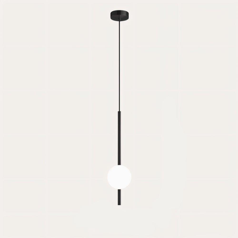 Contemporary black LED pendant light, Nordic design, perfect for modern indoor kitchen lighting.