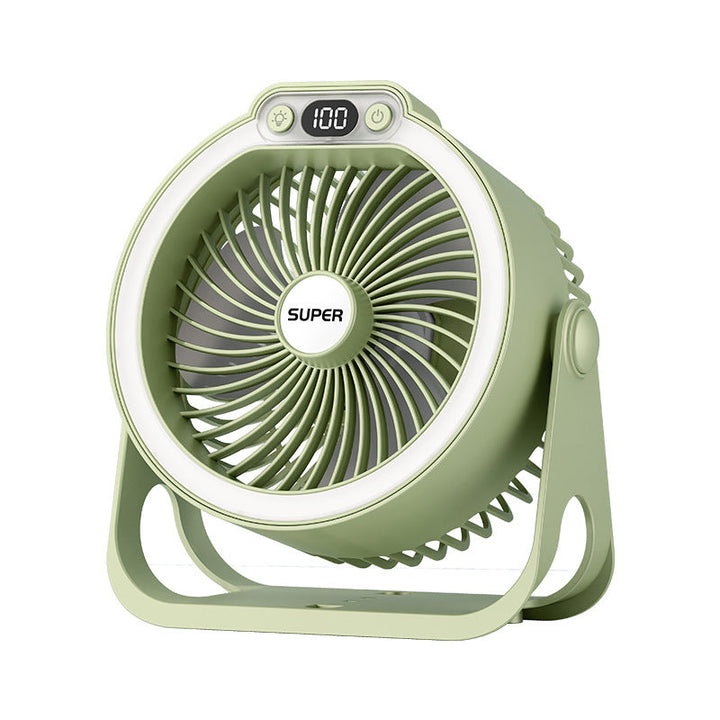 Sleek, compact personal desk fan with oscillation for optimal air circulation and quiet comfort in any room.