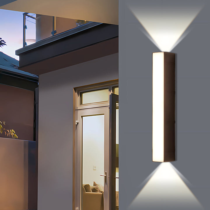 Black finish modern outdoor LED wall light, a stylish and long-lasting solution for exterior illumination.