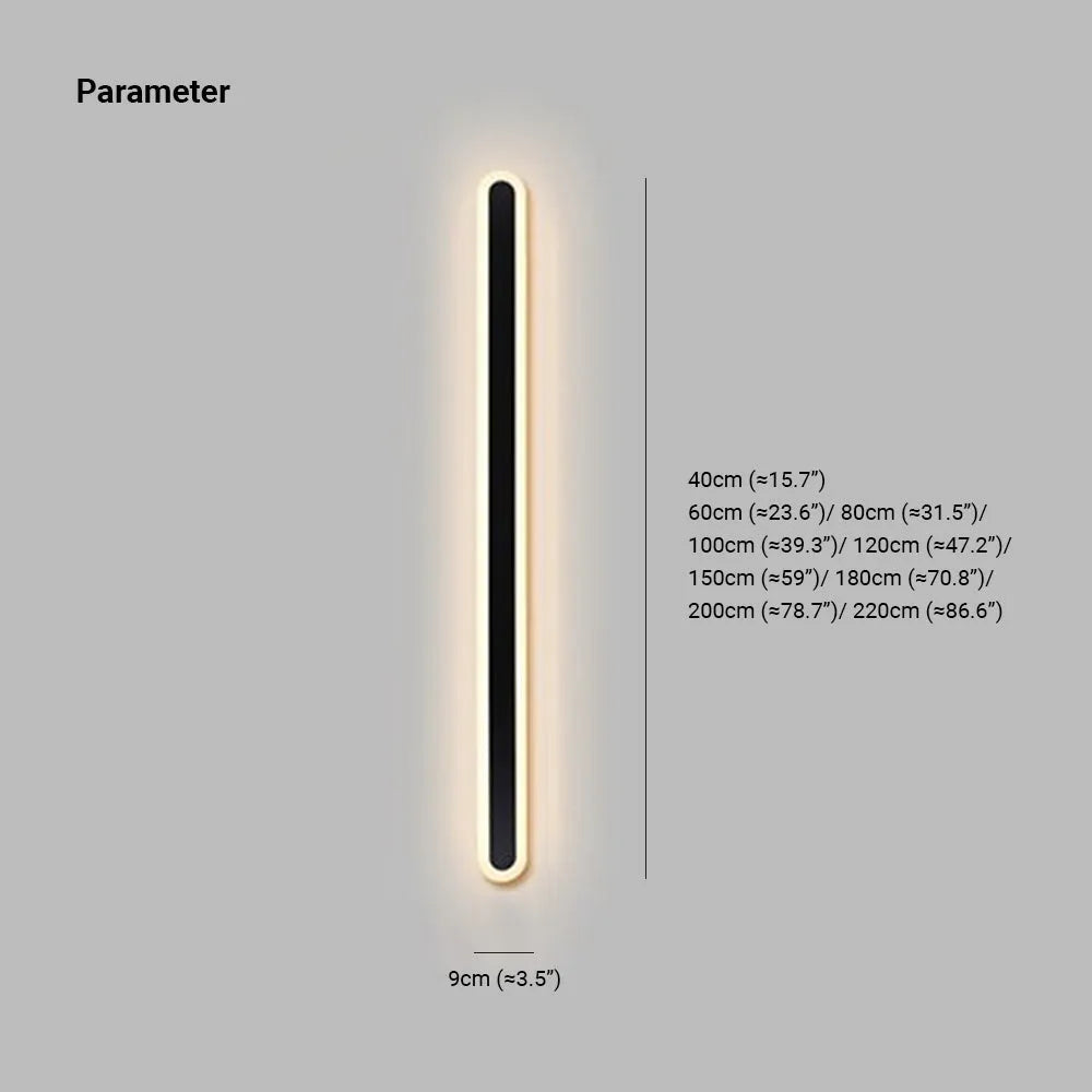 Black modern outdoor wall light with integrated linear LED, providing energy-efficient exterior illumination.