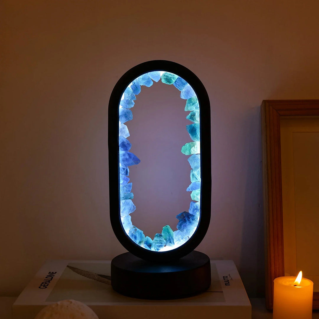 Modern oval crystal LED table lamp for elegant home decor. Perfect ambient lighting for living room or bedroom.