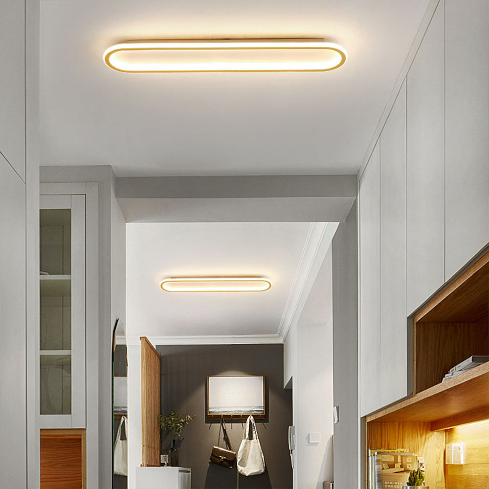 Gold finish Modern Oval LED Flush Mount Ceiling Light, adds elegance to any room.